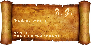 Nyakas Gyula névjegykártya
